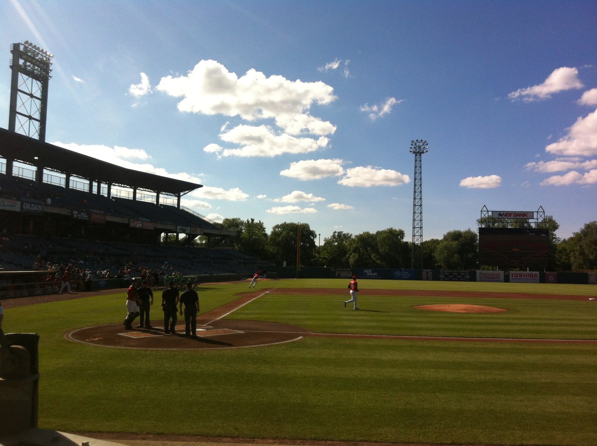 The Syracuse Chiefs take the field.