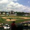 A view of the field from behind home plate.