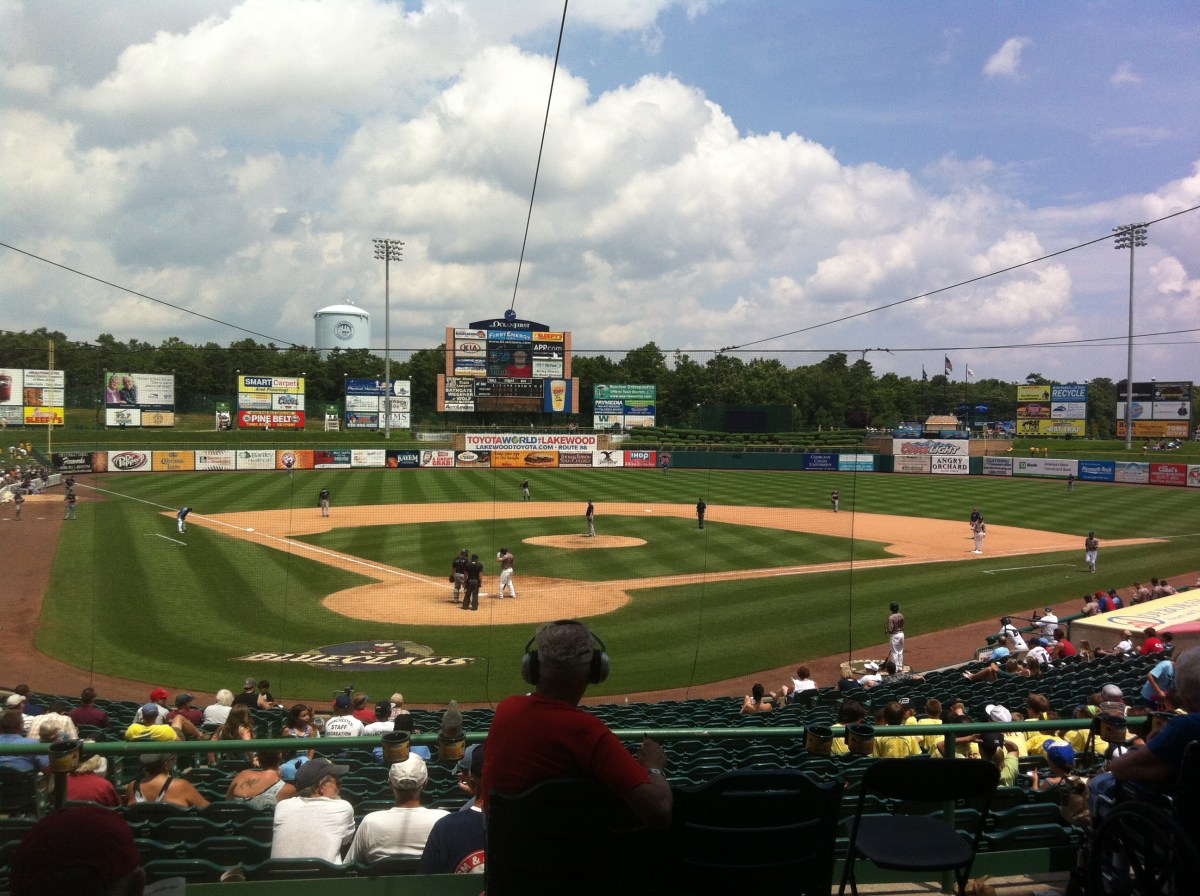 A view of the field from behind home plate.