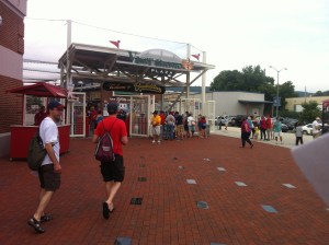Jason and John head into the stadium.
